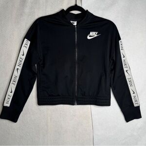 Nike Sportswear Girls Black Full Zip Track Jacket Logo Tape Size XL